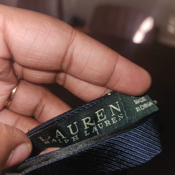 NWT Lauren Ralph Lauren Bowtie Mens 100% Silk Navy Blue Adjustable Tie - Picture 7 of 7
